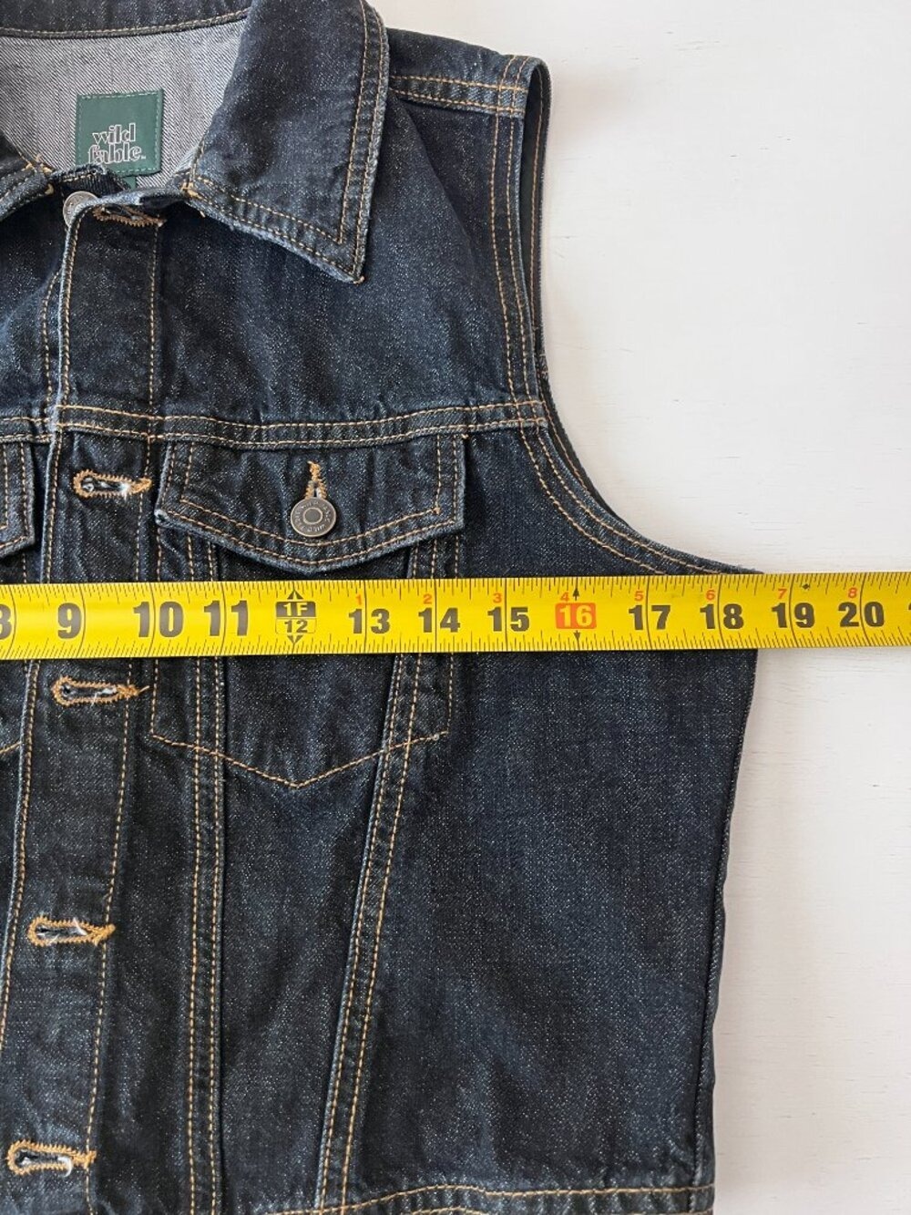 Wild Fable Dark Wash Cropped Denim Trucker Vest - Size Med - Picture 6 of 7
